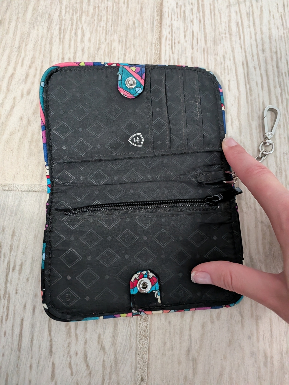 Vera Bradley Black Multi Floral Paisley Wristlet - Picture 2 of 3